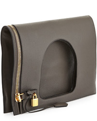 Tom Ford Alix Leather Padlock Zip Fold Over Bag