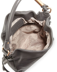 Foley + Corinna Faye Small Leather Drawstring Bag Gray