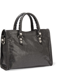 Balenciaga Giant 12 City Aj Textured Leather Shoulder Bag Gray