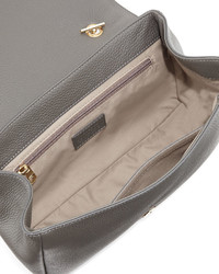 Versace Pebbled Leather Shoulder Bag Gray