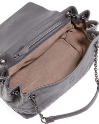 Bottega Veneta Small Madras Intrecciato Flap Shoulder Bag Gray