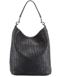 Neiman Marcus Woven Hobo Bag Dark Charcoal
