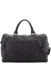 Neiman Marcus Woven Weekender Bag Dark Charcoal