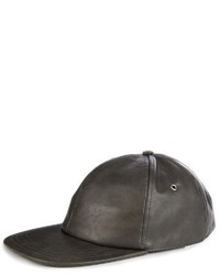 Charcoal Leather Baseball Cap