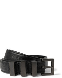 Saint Laurent 2cm Black Grained Leather Belt