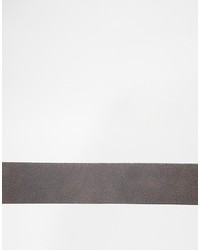 Asos Brand Leather Belt In Gray