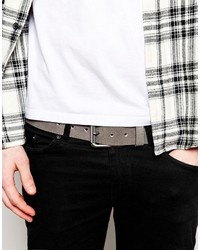 Asos Brand Leather Belt In Gray