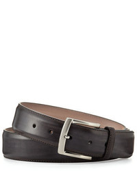 Magnanni For Neiman Marcus Square Buckle Calf Leather Belt