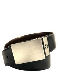 Swiss Gear Genuine Leather Reversible Belt With Plaque Buckle Charcoal