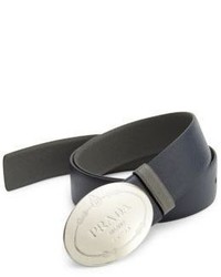Prada Logo Plaque Leather Belt
