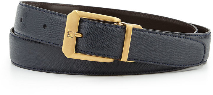 Dunhill Brass Buckle Brown Leather Belt