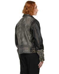 Diesel Black Faded Conway Leather Jacket