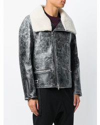 Undercover Faux Fur Collared Leather Jacket