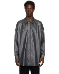 N. Hoolywood Gray Half Coat Faux Leather Jacket