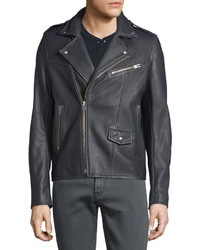 IRO Rolf Washed Leather Moto Jacket Dark Gray