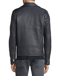IRO Rolf Washed Leather Moto Jacket Dark Gray