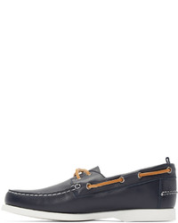 Moncler Gamme Bleu Navy Leather Boat Shoes
