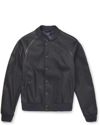 Alexander McQueen Leather Trimmed Stretch Twill Bomber Jacket