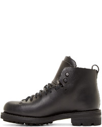 Feit Black Leather And Wool Hiker Boots