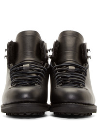 Feit Black Leather And Wool Hiker Boots