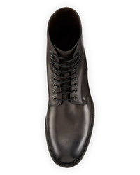 Magnanni For Neiman Marcus Leather Lace Up Stacked Boot Gray
