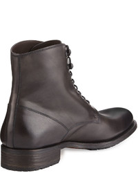Magnanni For Neiman Marcus Leather Lace Up Stacked Boot Gray