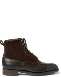 Edward Green Nevis Shearling Lined Cross Grain Leather Boots