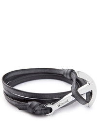 Miansai Silver Modern Anchor Leather Wrap Bracelet
