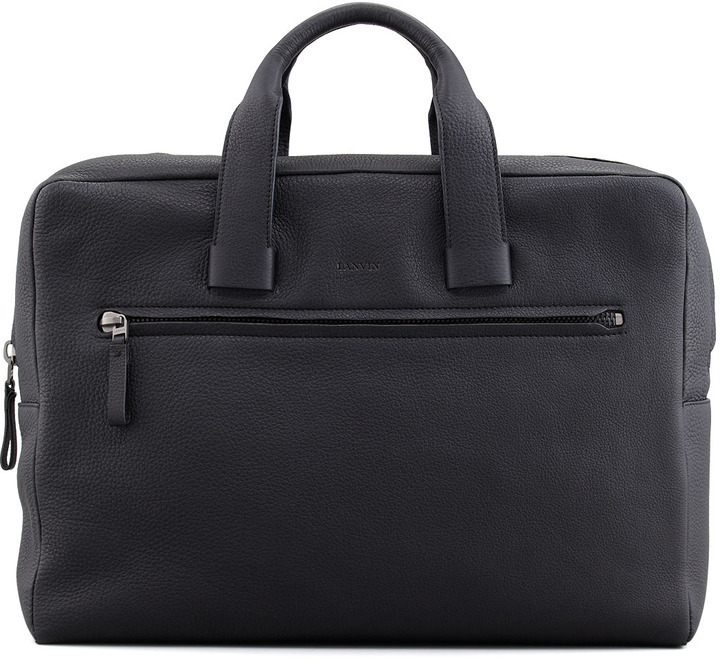 Lanvin Pebbled Leather Briefcase Dark Gray, $1,735 | Bergdorf Goodman ...