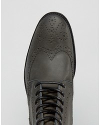 Asos Brogue Boots In Gray Leather