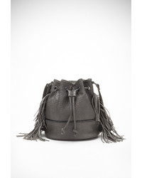 Forever 21 Fringed Faux Leather Bucket Bag