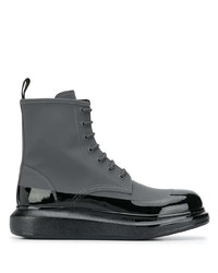 Alexander McQueen Contrast Sole Lace Up Ankle Boots