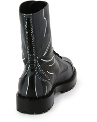 Moschino Trompe Loeil Leather Combat Boot Grey