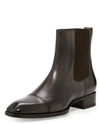 Charcoal Leather Chelsea Boots