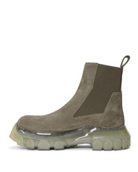 Rick Owens Grey Bozo Tractor Beatle Chelsea Boots