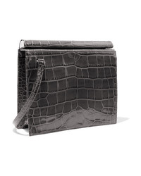 Gu de Edie Croc Effect Leather Shoulder Bag