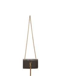 Saint Laurent Grey Croc Kate Tassel Bag