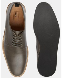 Asos Brand Derby Shoes In Gray Leather