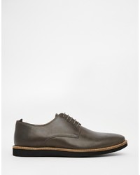 Asos Brand Derby Shoes In Gray Leather
