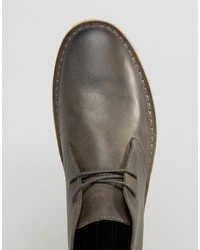 Asos Desert Boots In Gray Leather