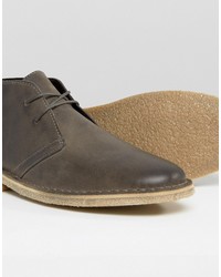 Asos Desert Boots In Gray Leather