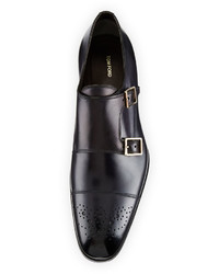 Tom Ford Austin Double Monk Strap Leather Loafer Grey