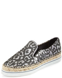Charcoal Leather Espadrilles