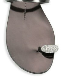 Giuseppe Zanotti Nuvo Rock Jeweled Toe Ring Leather Flat Sandals