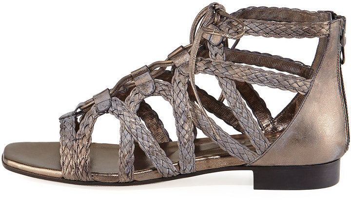 Sesto Meucci Gidget Woven Flat Gladiator Sandal Pewter, $250