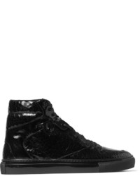 Charcoal Leather High Top Sneakers