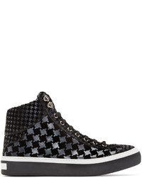 Jimmy Choo Black Houndtooth Argyle High Top Sneakers