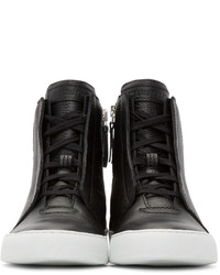 Helmut Lang Black Leather High Top Sneakers