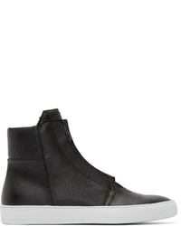 Helmut Lang Black Leather High Top Sneakers