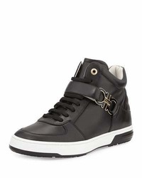 Salvatore Ferragamo Nayon Calf Leather Gancini High Top Sneaker